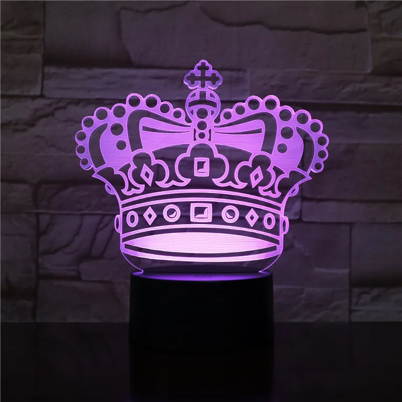 3D светодиодный ночник в форме короны романтическая настольная лампа для спальни
