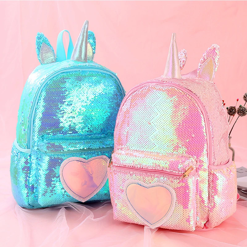 

Children's Backpack Small Bag Fashion Sequin School Bags Girls Backpacks Cute Unicorn Zipper Kids Backpacks Shoulder Bags