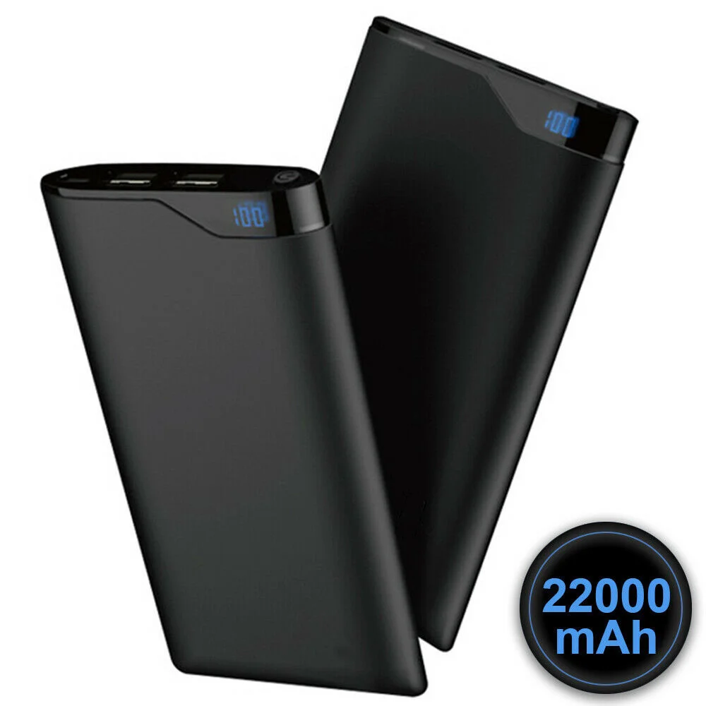 

Power pack 22000mah black portable external battery 2 Port USB display LED