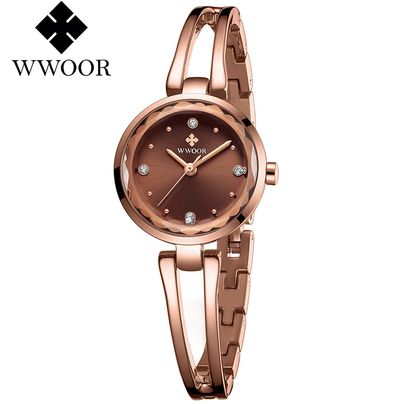 WWOOR Women Watch Famous Luxury Brands Dress Small Dial Ladies Wrist Watches Diamond Gold For Montre Femme 2020 | Наручные часы
