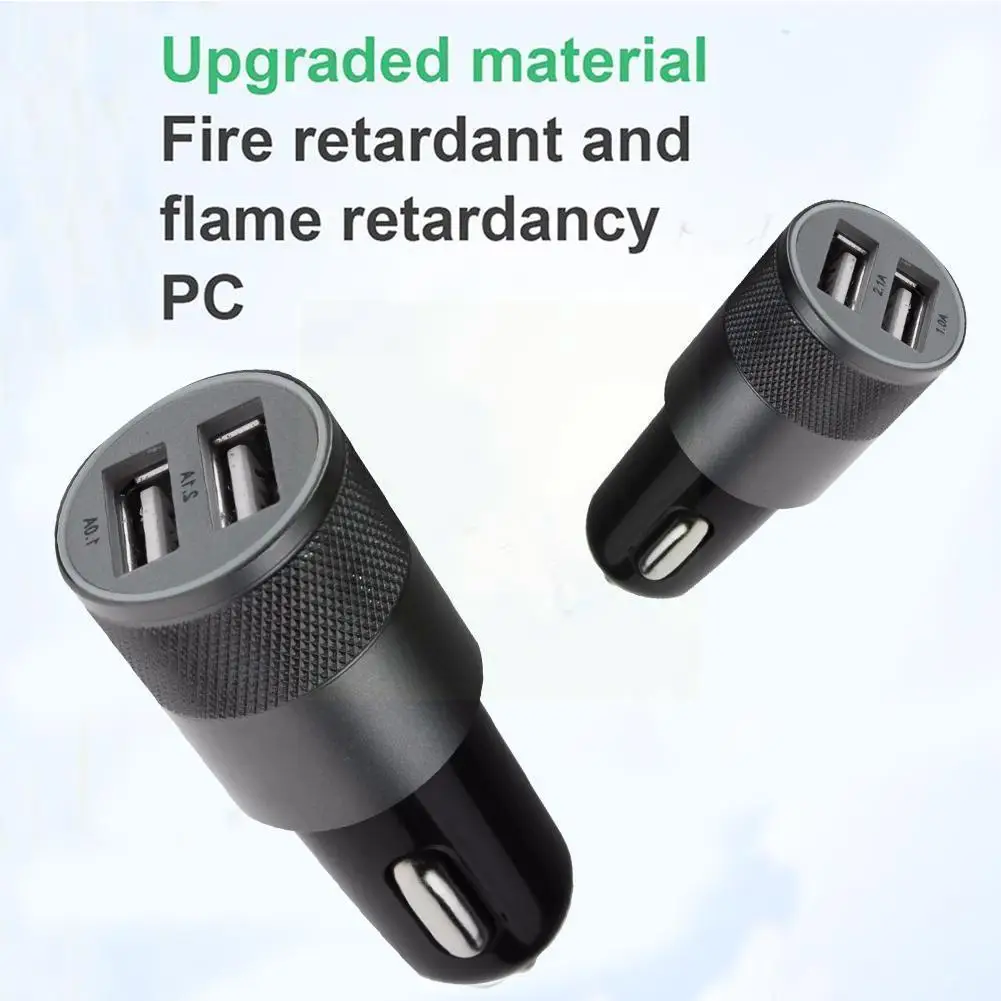

Car Charger Mini Dual USB Charger 2.1A Socket Adapter Twin Plug Fast Color Charging Black F8Y4