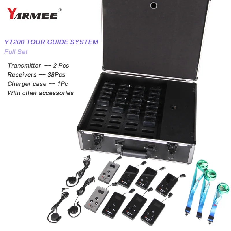 

YARMEE Hot Selling Wireless Tour Guide System Whisper Audio Guide Tour Guide 2 Transmitters And 38 Receivers YT200