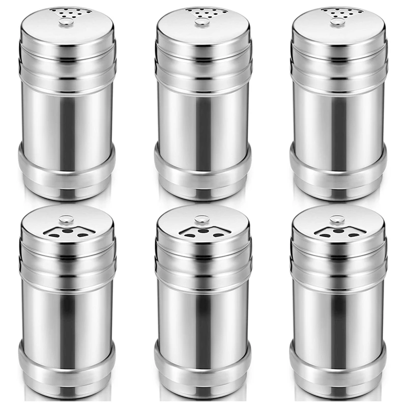 

6PCS of Stainless Steel Salt and Pepper with Rotating Lid Sugar Spice Condiments, Seasoning Pot, Condiment Pot, Kitchen