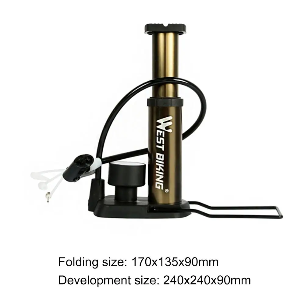 

Portable 120PSI Bicycle Pump Foot Type Aluminum Alloy Inflatable Accessories with Gas Pressure Gauge Multi-function Nozzle
