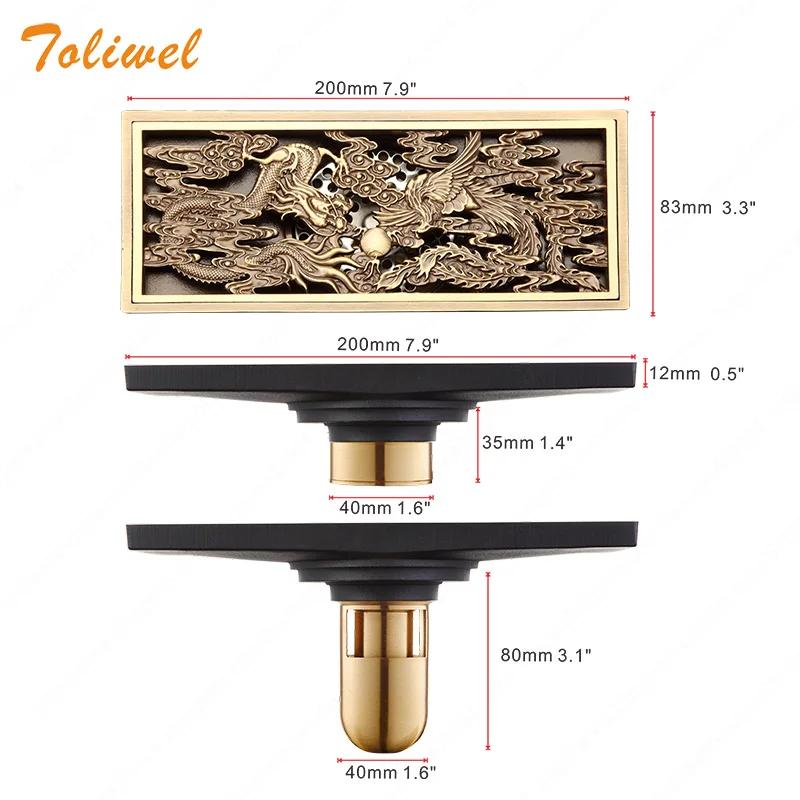 Античный латунный сливной фильтр для ванной комнаты в китайском стиле линейный