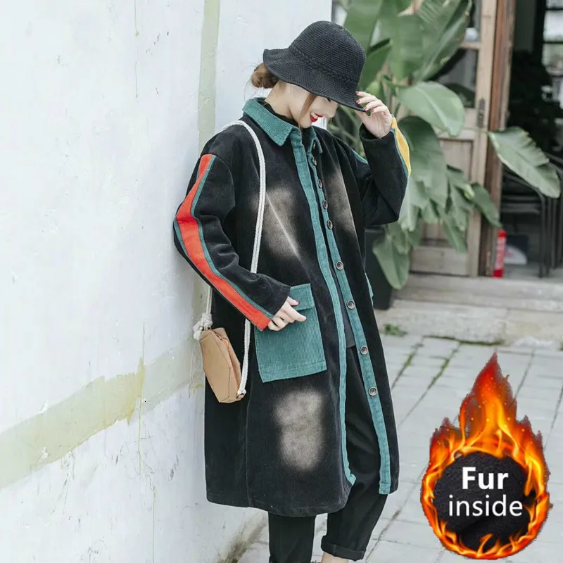 Женский вельветовый Тренч Max LuLu модный длинный в Корейском стиле панк винтажная