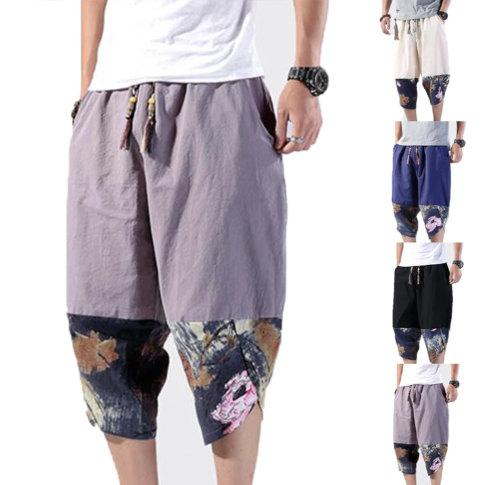 

3/4 Long Length Trousers Summer Harem Yoga Casual Baggy Plus Size Men Pants