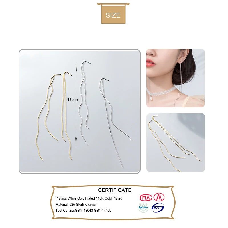 Trusta 16cm Tassel Earrings 100% 925 Sterling Silver Stud Earring Gift Wonderful Girls Lady Creative Fashion Jewelry DS1706 | Украшения и
