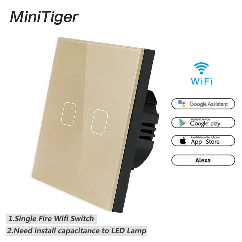 Esooli WIFI смарт черный кристалл стеклянная панель сенсорный выключатель приложение