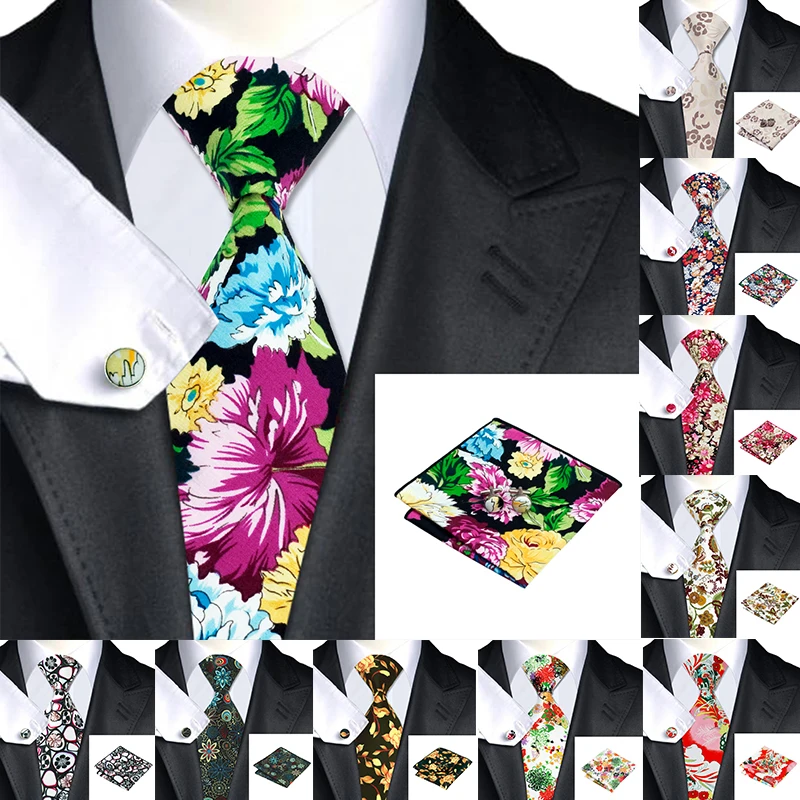 Hi Tie роскошные цветочные мужские галстуки ручной работы запонки набор 150 см