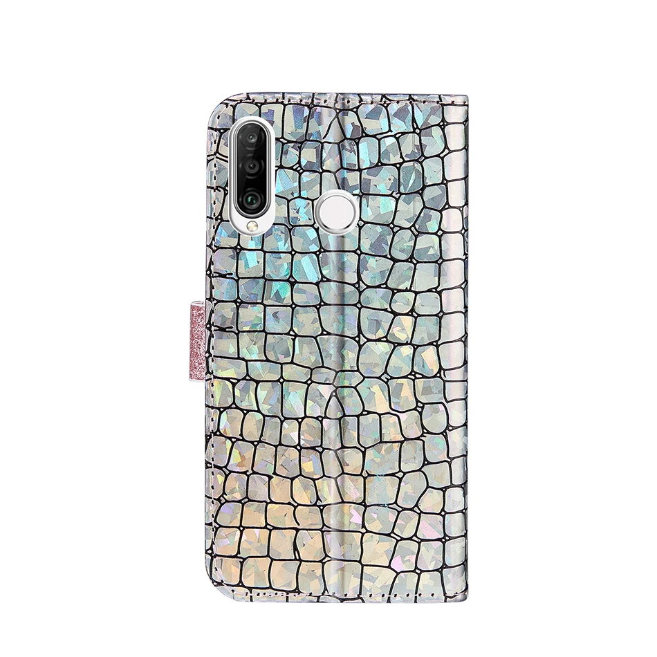 Чехол-книжка с лазерной пудрой для Huawei P30 Lite P20 P Smart Y5 2018 Y6 2019 Honor 8A 7S Mate 20 Nova 3i P40