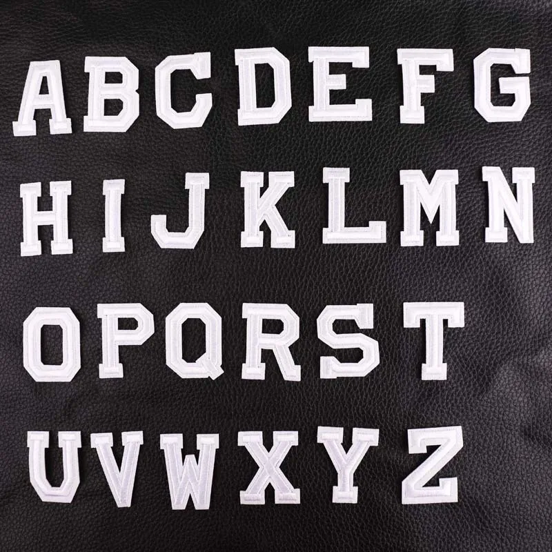 Белые вышитые буквы английского алфавита нашивки сделай сам термоплавкий клей