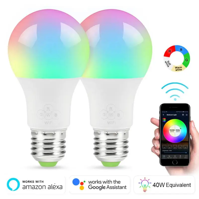 

4.5W Dimmable WiFi Smart Light Bulb RGB LED Lamp Wake Up Light Voice Control Work With Google Home Alexa Amazon Smart Home