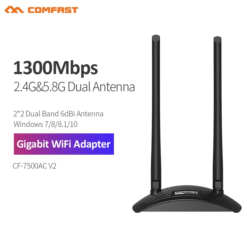 Adaptador WiFi inalámbrico Gigabit, antena wifi Dual de alta potencia 5G, 6dB,...