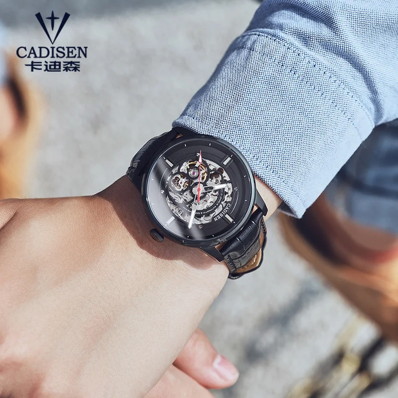 

CADISEN Men's watches luxury wristwatch mens automatic mechanical watch men Tourbillon skeleton watch men relogio masculino 2019