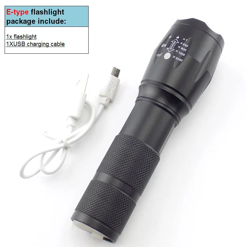 E type T6 L2 светодиодный фонарик супер яркий Torcia Torchlight Flash Light фонарик "Lanterna" 18650 AAA батарея USB тактический для пеших прогулок - Испускаемый цвет: E type