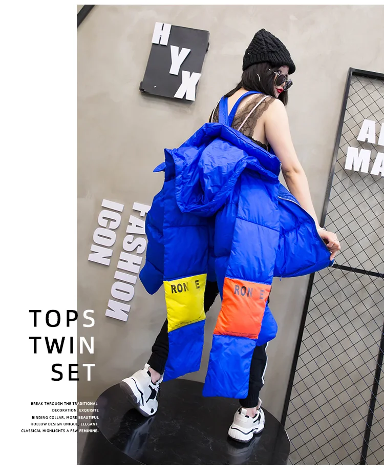 Oversize Down Jacket women Streetwear Warm Parka thick winter Coat Women Hooded Cotton Jackets Retro Coat With a scarf 234