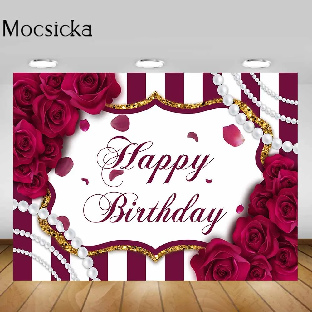 

Mocsicka женские фоны для фотосъемки на день рождения розовые красные цветы полосатый фон для фотосъемки украшение для дня рождения для девоче...