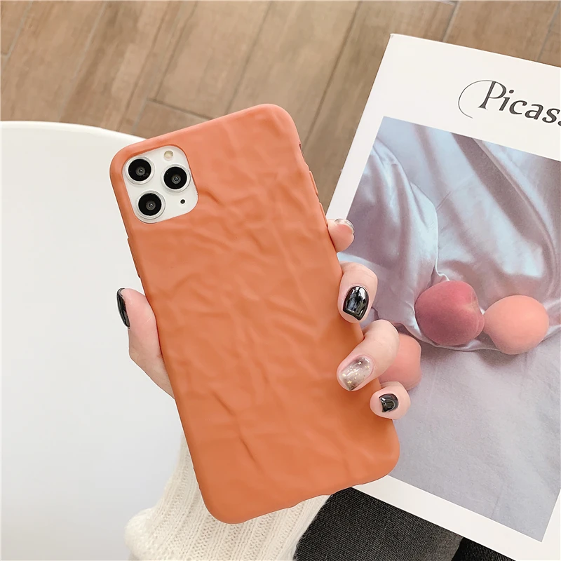 Сплошной Цвет Ретро морщин чехол для телефона для iphone 11 11Pro Max чехол s для iphone X XR XS Max 7 6 6S 8 Plus задняя крышка Capa