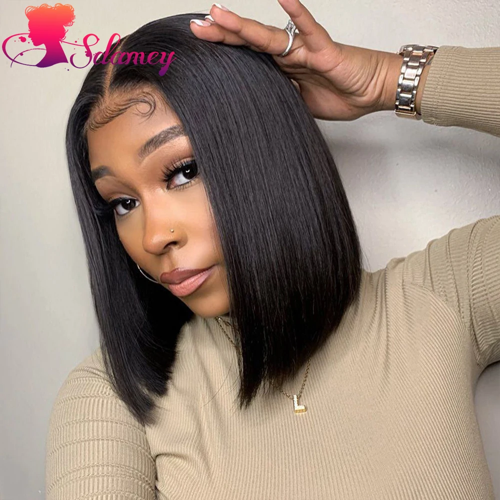 Парик Короткий Боб прямой парик на сетке спереди из человеческих волос 13x 4 парики