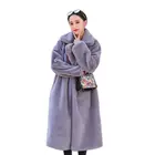 Новинка 2021, пальто из искусственного кроличьего меха, женское роскошное длинное меховое пальто, свободные пальто с отворотом, толстые зимние теплые плюшевые пальто для женщин размера плюс