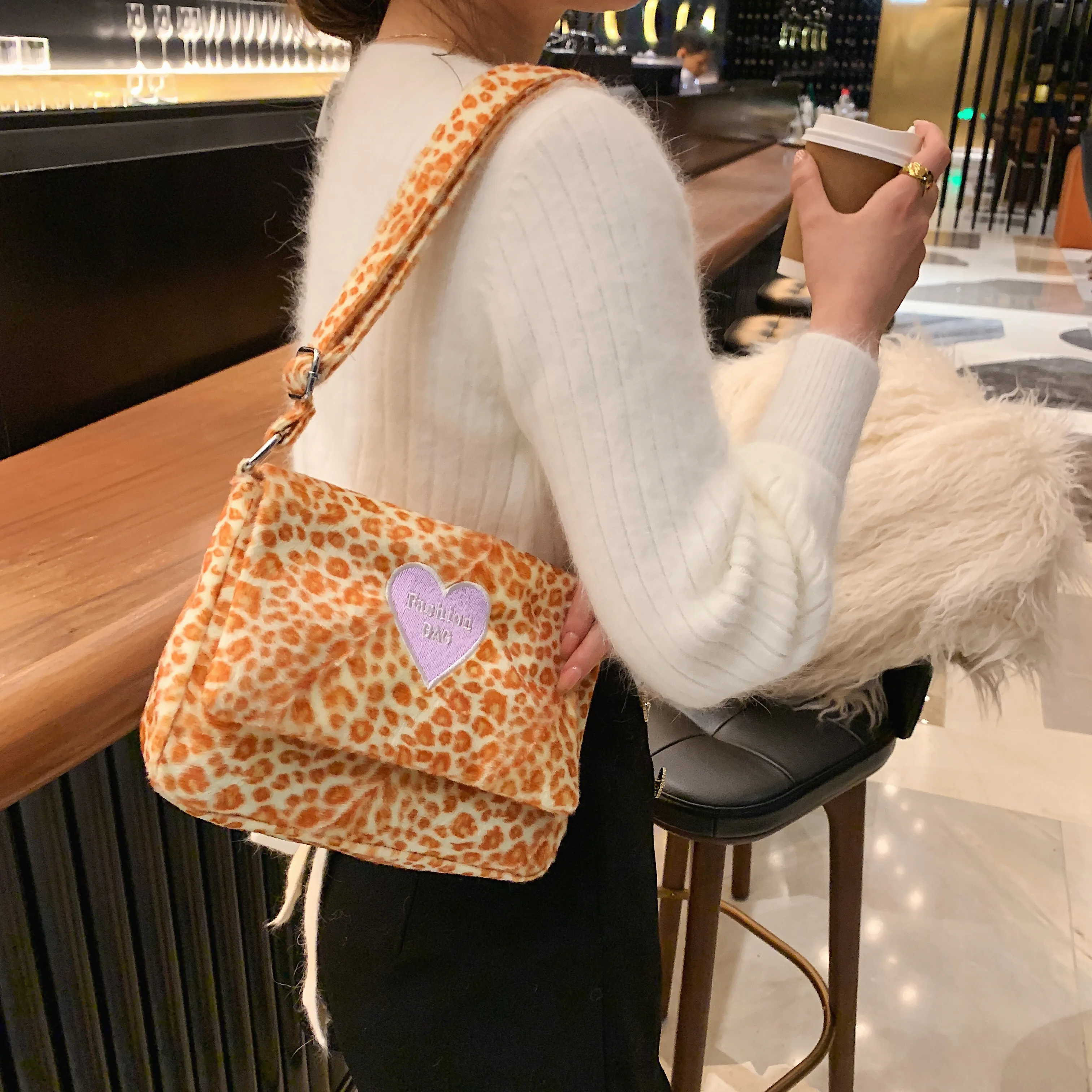 Новинка Осень-зима модная сумка через плечо с леопардовым принтом женская