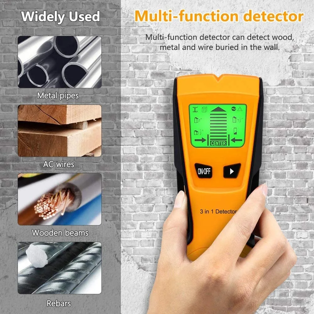 

3 in 1 Multifunctional Wall Detector Metal Detector AC Wood Finder Cable Wires Depth Tracker Wall Scanner LCD HD Display Beep