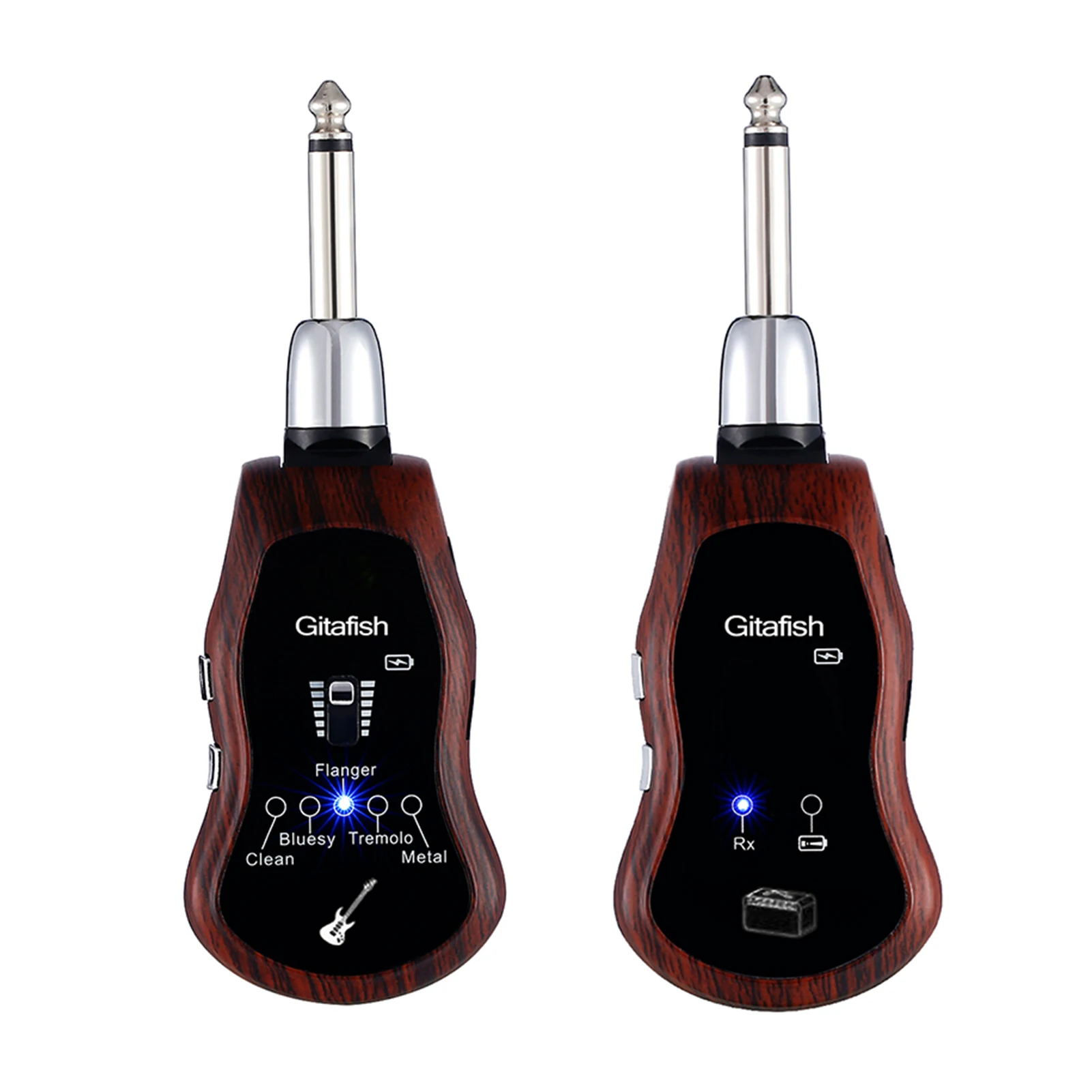 

UHF Guitar Wireless System Transmitter + Receiver 10 Channels 5 Effects (Clean/Bluesy/Flanger/Tremolo/Metal) for Electric Guitar