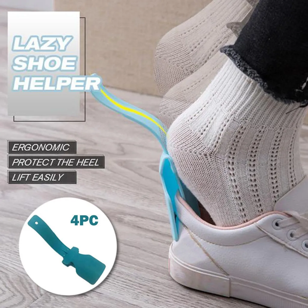 

4PCS Lazy Shoe Wear Helper Shoehorn Portable Sock Slider Handled Shoe Horn support Shoe Lifting Helper Holder #105