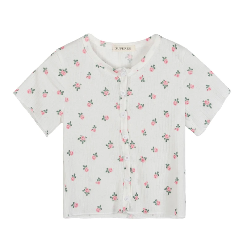 

Candy Color Top Women Cute Print T Shirt Femme Sexy Short Tops Short Sleeve Tshirt Summer Crop Top