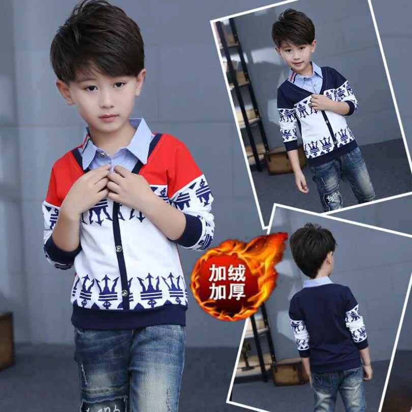 Теплая куртка для маленьких мальчиков бархатная футболка из 2 предметов Детская