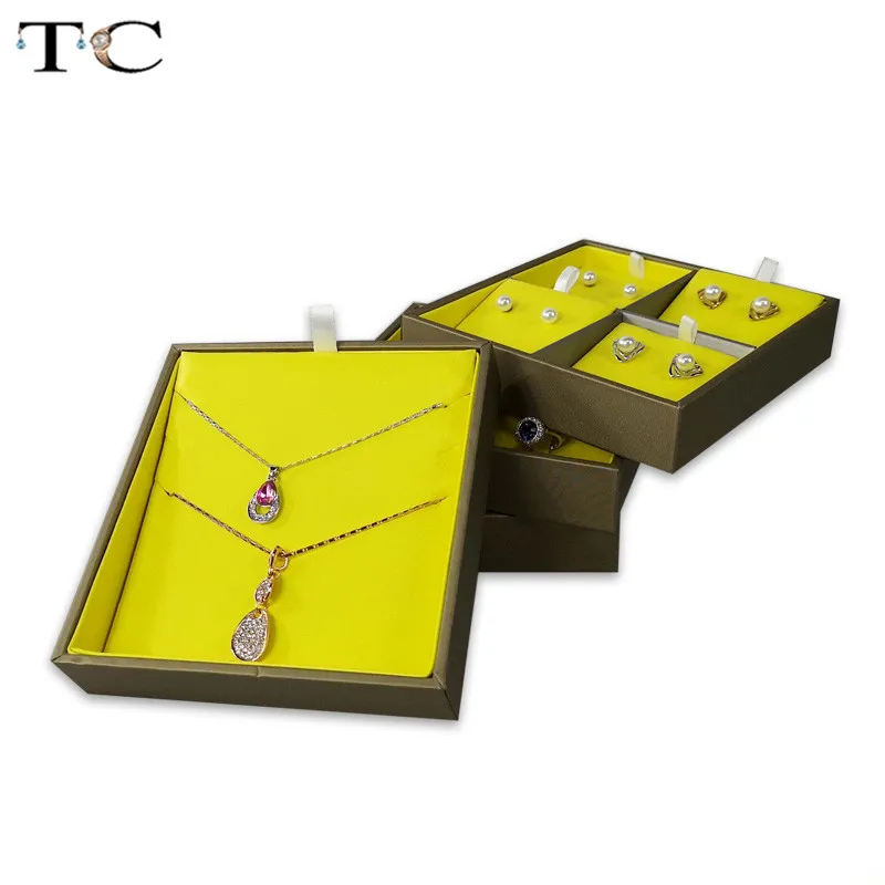 

Jewelry Boxes and Packaging Drawer Jewelry Storage Tray Velvet Display Case Necklace Pendant Ring Display Tray PU Leather Series
