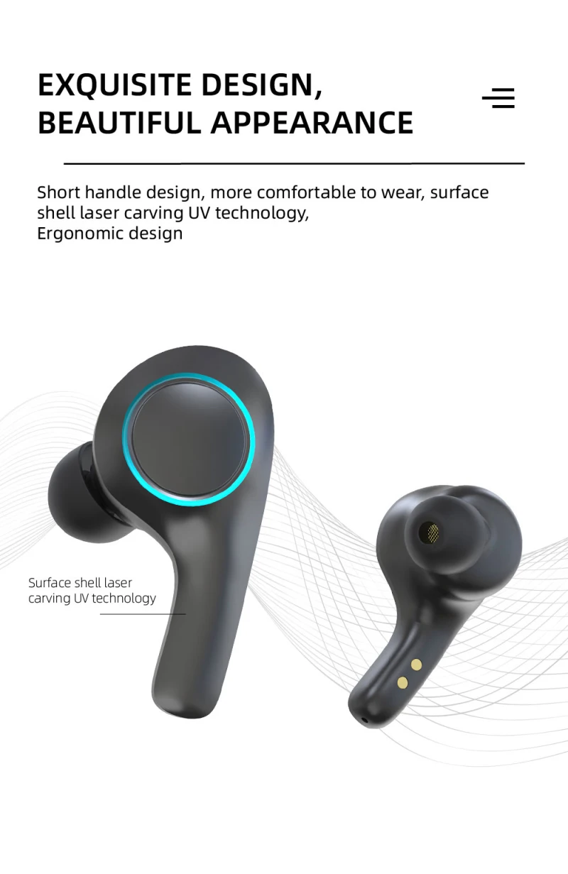 

TWS Touch Control Wireless Sports Headphones Bluetooth 5.0 Earphones 9D Stereo Noise Reduction Headsets IPX5 Waterproof