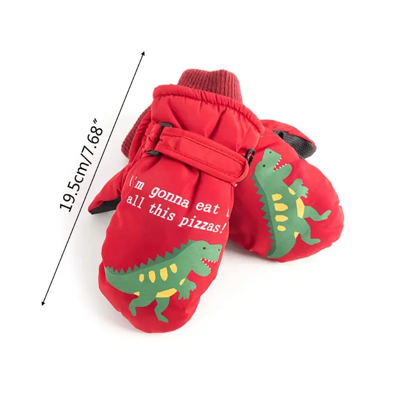 

Children's Windproof Mittens Winter Warm Non-Slip Ski Gloves with Furry Lining for Girls Boys