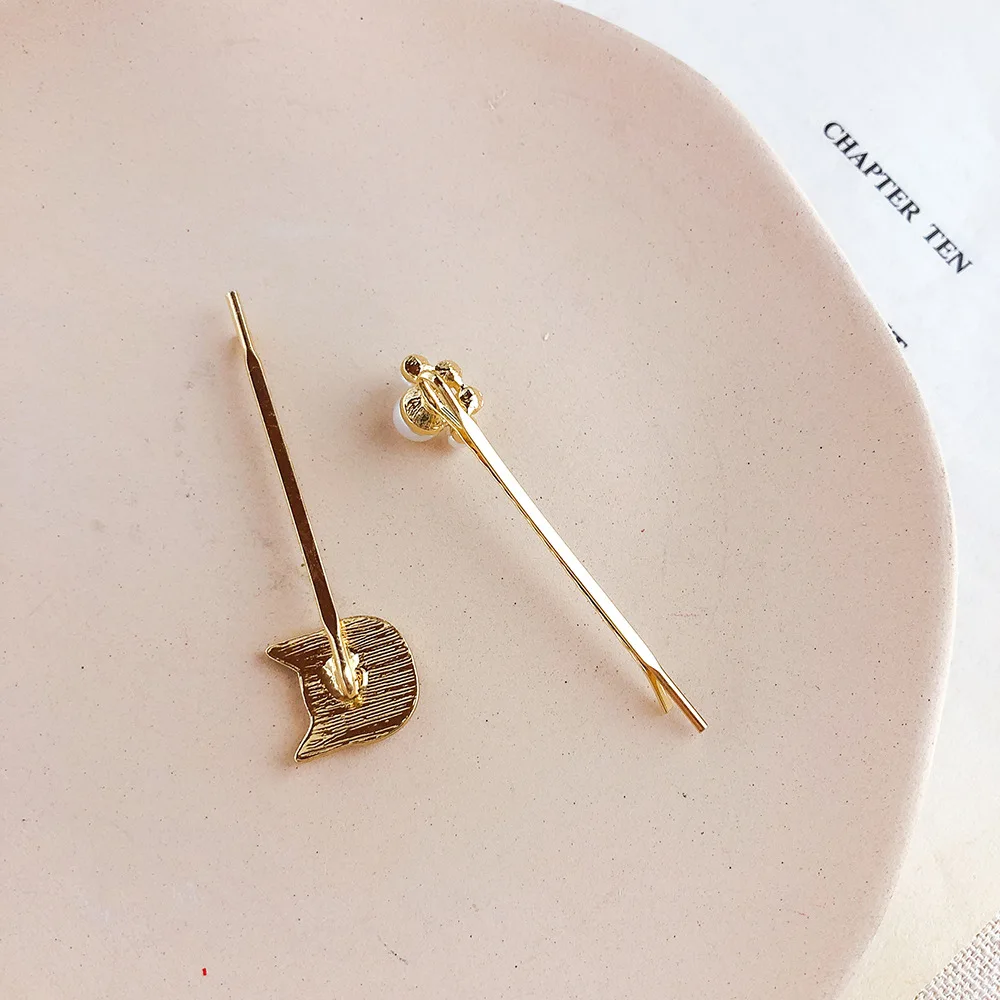 2 шт./компл. заколки для волос в форме кошки Корейском стиле с жемчужинами