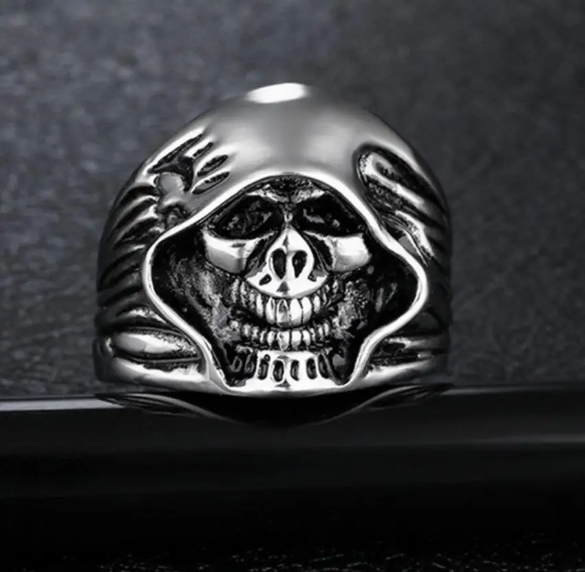 Модное мужское кольцо из нержавеющей стали с властным черепом в стиле панк World of