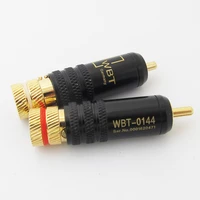 10pcs high quality gold plated rca plug lock soldering audiovideo plug connector wbt 0144