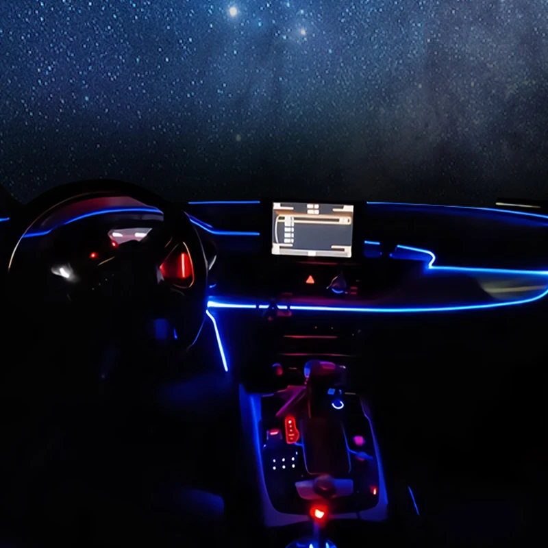 

2pcs Bluetooth Music Control Led Lamp Car Interior Light RGB Atmosphere Car Lights Decorative light string Cold Color Phone