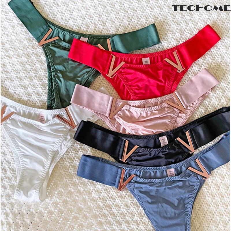 Сексуальное нижнее белье блестящие трусики-стринги с металлической пряжкой