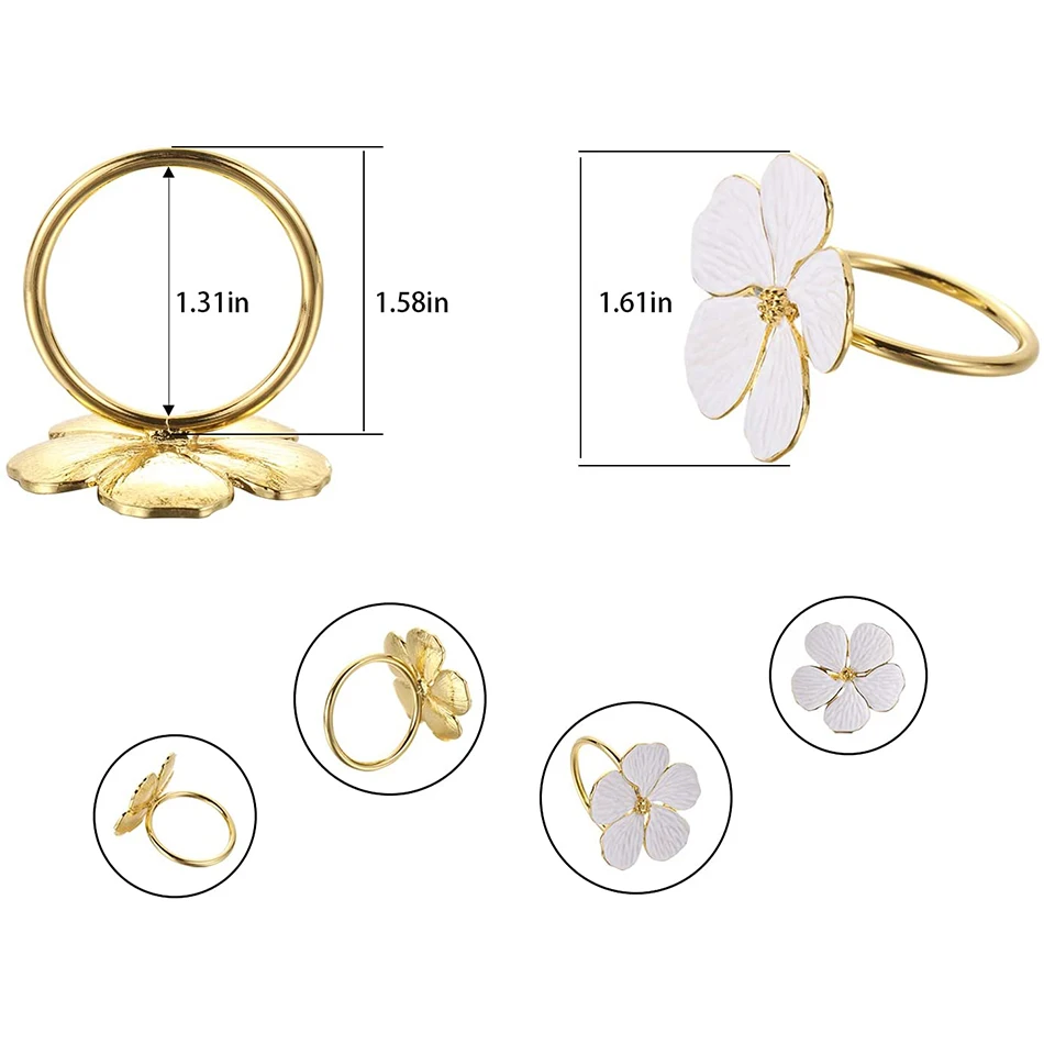 4PCS Bloom Napkin Ring Flower Types Decoration Napkin Holder Plum Blossom Napkin Buckle for Hotel Parties Feast Dining Table images - 6