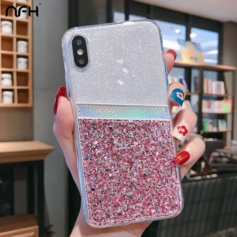 NFH Модный Блестящий Мягкий силиконовый чехол для huawei P10 Plus P20 P30 Lite Pro блестящая