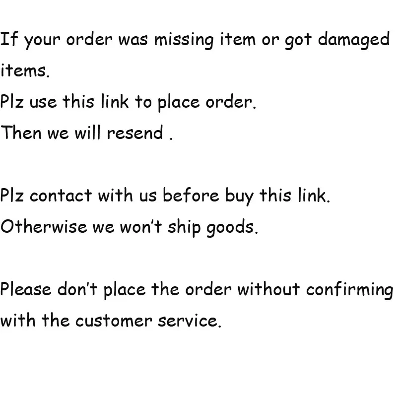 

Специальная ссылка на недостающий или поврежденный товар! Пожалуйста, не размещайте заказ без подтверждения в службе поддержки клиентов