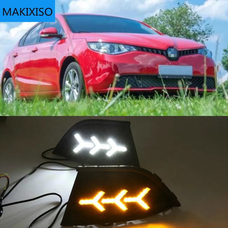

Для MG GT 2014-2018 монитор измеряет динамическое перемещение желтый сигнал поворота и синий ночной Светильник СВЕТОДИОДНЫЙ DRL Противотуманные Фары Светильник