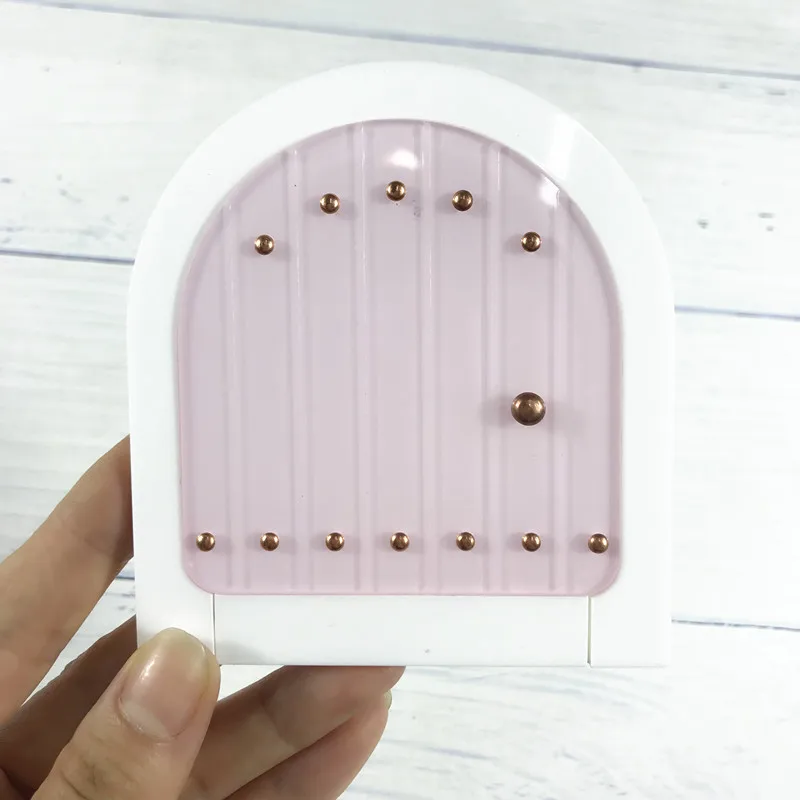 mini rivet pink Мини Арка ручной работы милый розовый Фея дверь мышь отверстие, миниатюрные деревянные двери с овсянкой и Персонализированная вывеска - Цвет: mini rivet pink