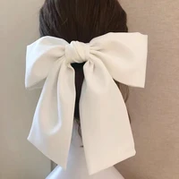 white oversize bow hairpin satin bowknot ribbon hair clip new long ladies wedding girls spring clip hair accessories for women