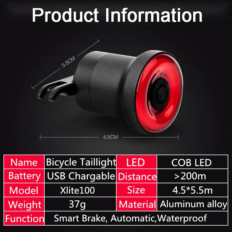 Xlite100 Usb велосипедный задний светильник-фонарь умный тормозной датчик задний светильник s MTB дорожный велосипедный задний светодиодный водонепроницаемый задний светильник s
