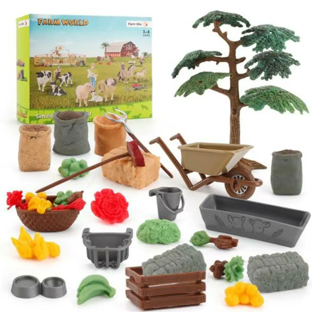 Children's Day Toys Simulation Desktop Farm Scene Sand Table Accessories Model Creative Vegetables Fruits Ornaments Boy Girl Gif