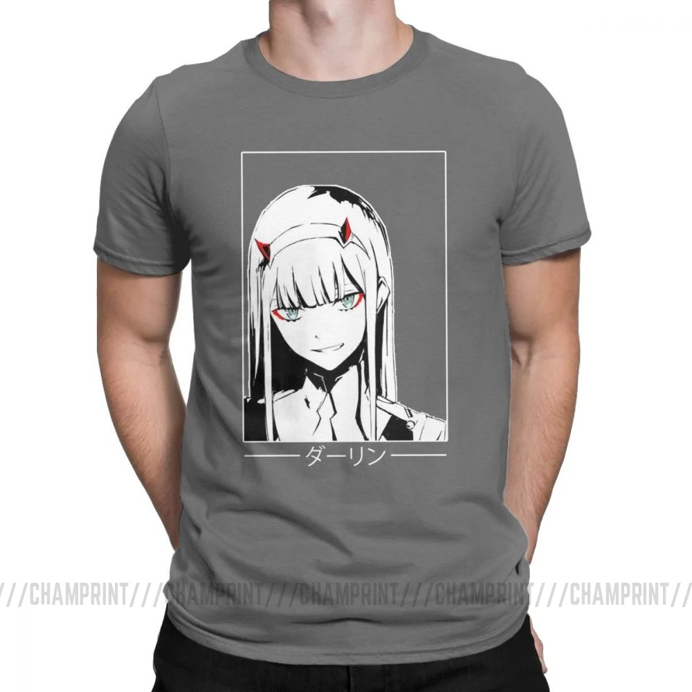 Темно-серый Крутая футболка Zero Two Darling In The Franxx Movie, футболка для мужчин, хлопок, футболки смешного размера плюс, топы, Новое поступление одежда - Цвет: Темно-серый