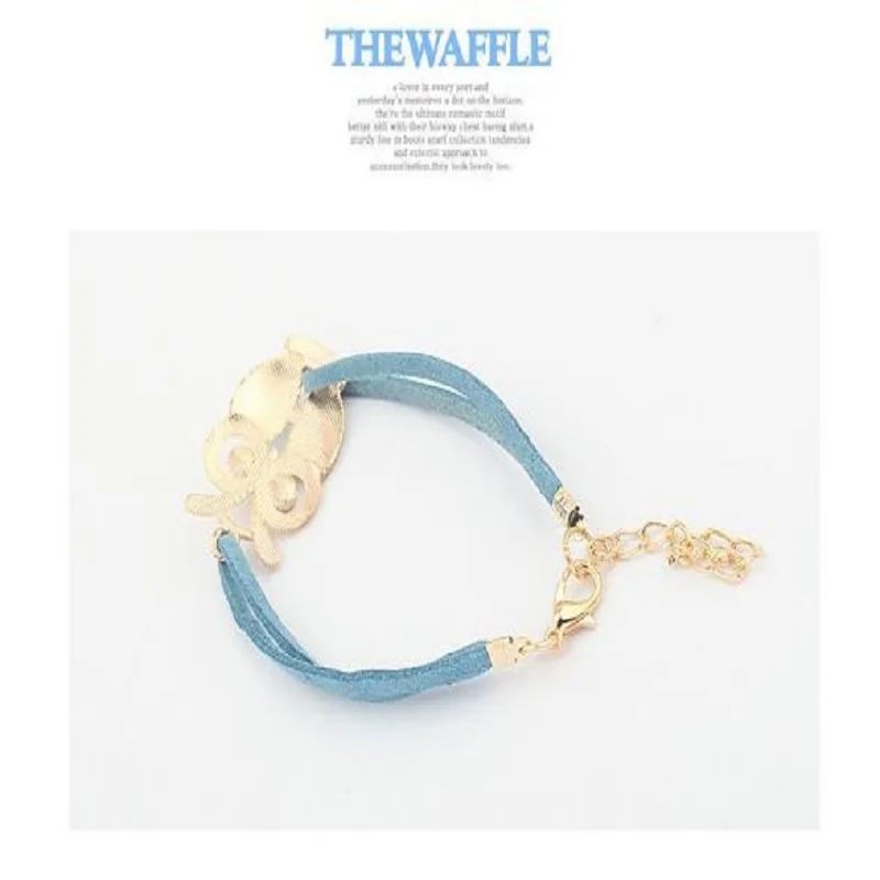 Модный металлический кожаный браслет с совой ювелирные изделия для женщин