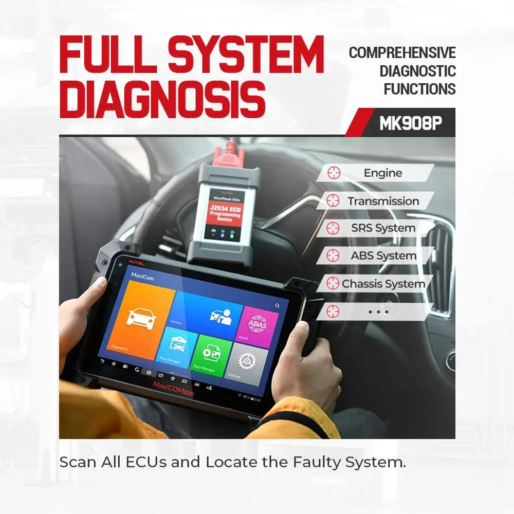 Диагностический инструмент Autel MaxiCOM MK908P OBD2 сканер Профессиональный J2534 ECU программист автомобильного сканера PK MS908SPRO.
